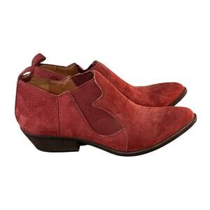 Lucky Brand Red Suede Leather Ankle Boots Women’s Size 7 Western Boho Booties